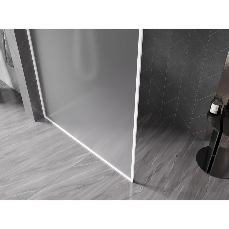 Mexen Kioto-XF paroi de douche Walk-in avec cadre 160 x 202 cm, givré 10 mm, blanc - 800-160-104-20-30-X