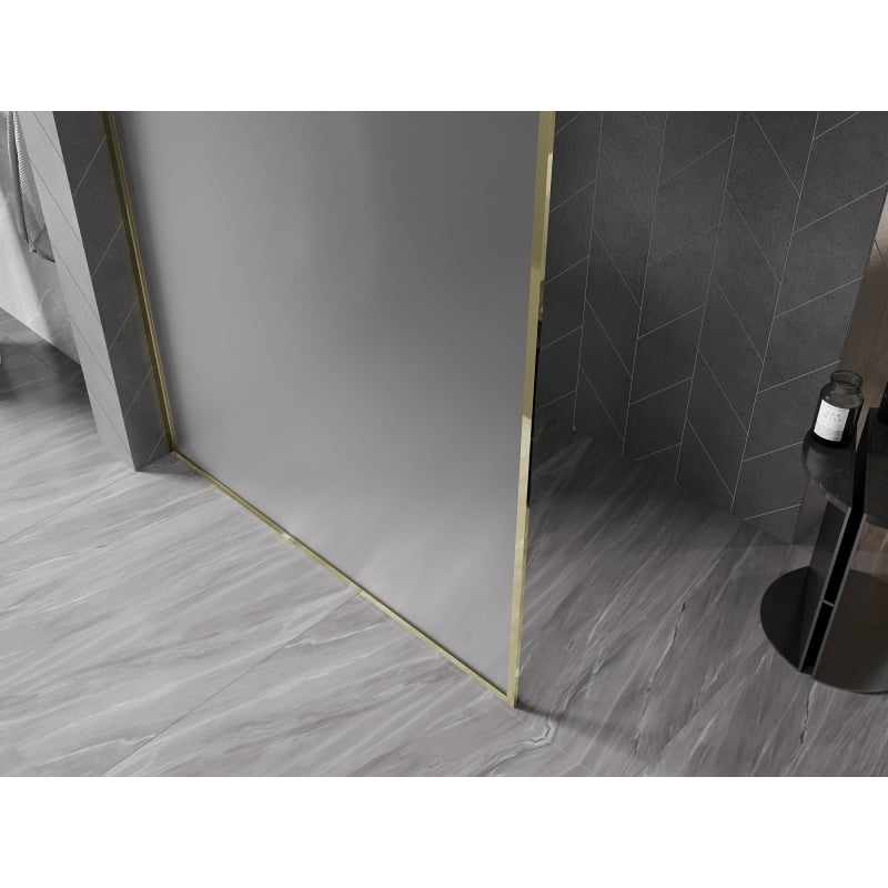 Mexen Kioto-XF paroi de douche Walk-in avec cadre 50 x 202 cm, givre 10 mm, or - 800-050-104-50-30-X