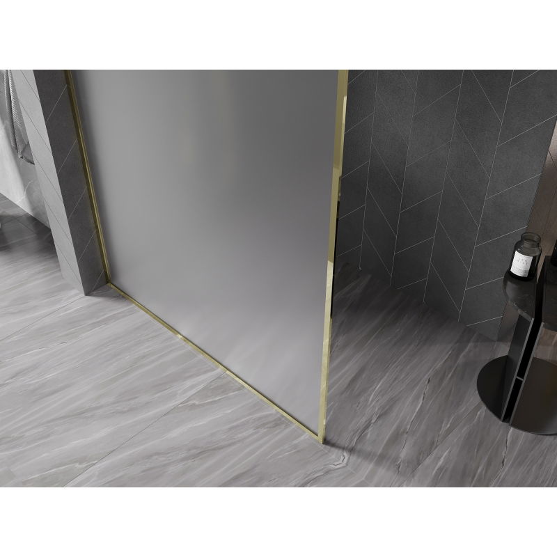 Mexen Kioto-XF paroi de douche Walk-in avec cadre 60 x 202 cm, givré 10 mm, or - 800-060-104-50-30-X