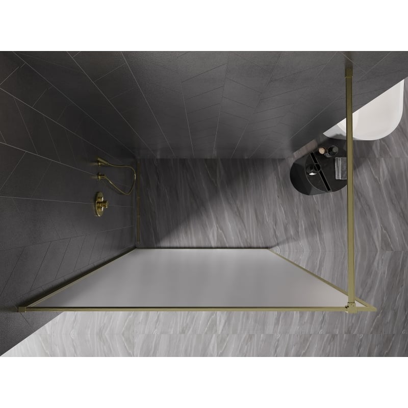Mexen Kioto-XF paroi de douche Walk-in avec cadre 50 x 202 cm, givre 10 mm, or brossé - 800-050-104-55-30-X