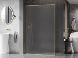 Mexen Kioto-XF paroi de douche Walk-in avec cadre 80 x 202 cm, givre 10 mm, or brossé - 800-080-104-55-30-X