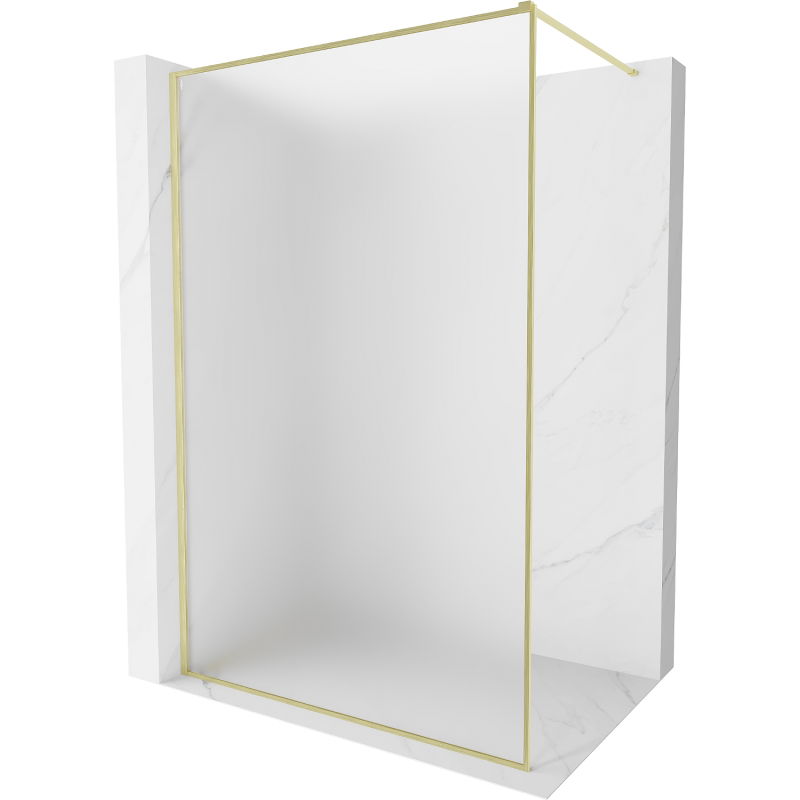 Mexen Kioto-XF paroi de douche walk-in avec cadre 140 x 202 cm, givrée 10 mm, or brossé - 800-140-104-55-30-X