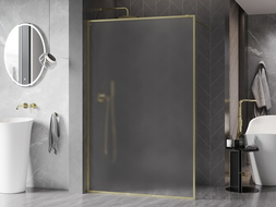 Mexen Kioto-XF paroi de douche Walk-in avec cadre 140 x 202 cm, dépoli 10 mm, or brossé - 800-140-104-55-30-X
