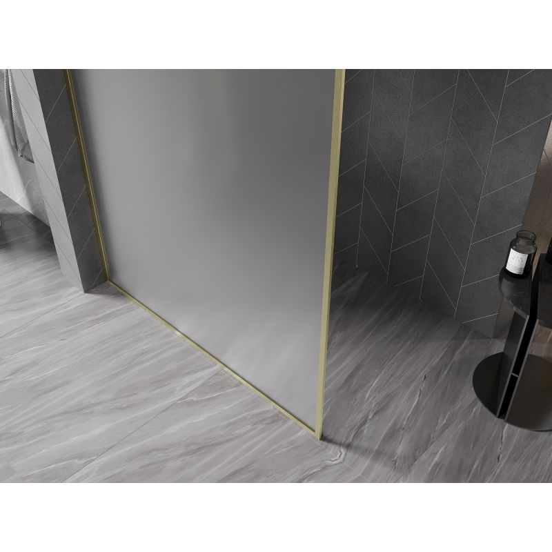 Mexen Kioto-XF paroi de douche Walk-in avec cadre 160 x 202 cm, givre 10 mm, or brossé - 800-160-104-55-30-X