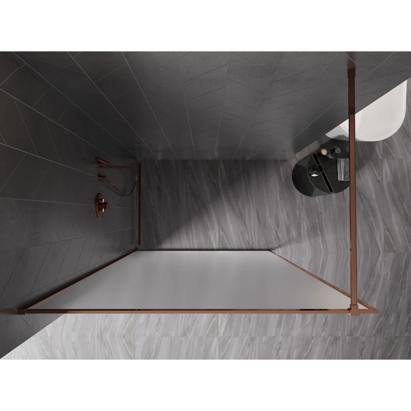 Mexen Kioto-XF Paroi de douche Walk-in avec cadre 90 x 202 cm, givre 10 mm, or rose - 800-090-104-60-30-X