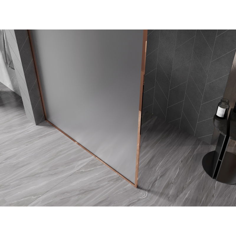 Mexen Kioto-XF paroi de douche Walk-in avec cadre 100 x 202 cm, givrée 10 mm, or rose - 800-100-104-60-30-X