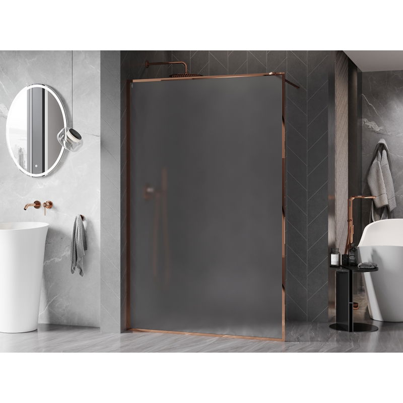 Mexen Kioto-XF paroi de douche Walk-in avec cadre 100 x 202 cm, givrée 10 mm, or rose - 800-100-104-60-30-X