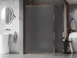 Mexen Kioto-XF paroi de douche Walk-in avec cadre 100 x 202 cm, givre 10 mm, or rose - 800-100-104-60-30-X