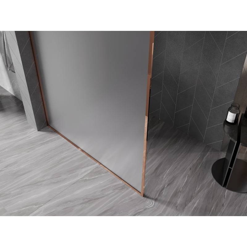 Mexen Kioto-XF paroi de douche Walk-in avec cadre 130 x 202 cm, givre 10 mm, or rose - 800-130-104-60-30-X