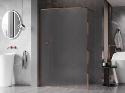 Mexen Kioto-XF paroi de douche Walk-in avec cadre 150 x 202 cm, givrée 10 mm, or rose - 800-150-104-60-30-X