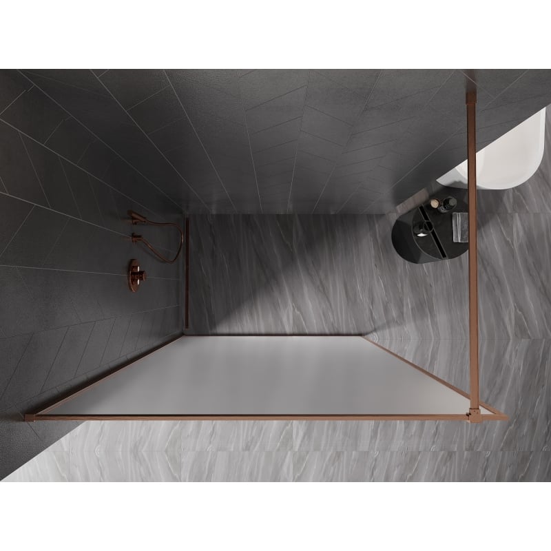 Mexen Kioto-XF paroi de douche Walk-in avec cadre 80 x 202 cm, givre 10 mm, cuivre brossé - 800-080-104-65-30-X