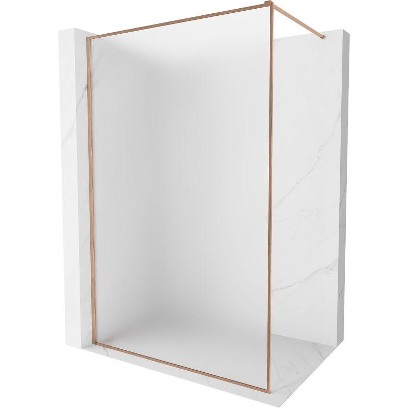 Mexen Kioto-XF paroi de douche Walk-in avec cadre 100 x 202 cm, givrée 10 mm, cuivre brossé - 800-100-104-65-30-X