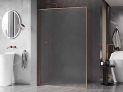 Paroi de douche Walk-in avec cadre 140 x 202 cm, givre 10 mm, cuivre brossé - 800-140-104-65-30-X