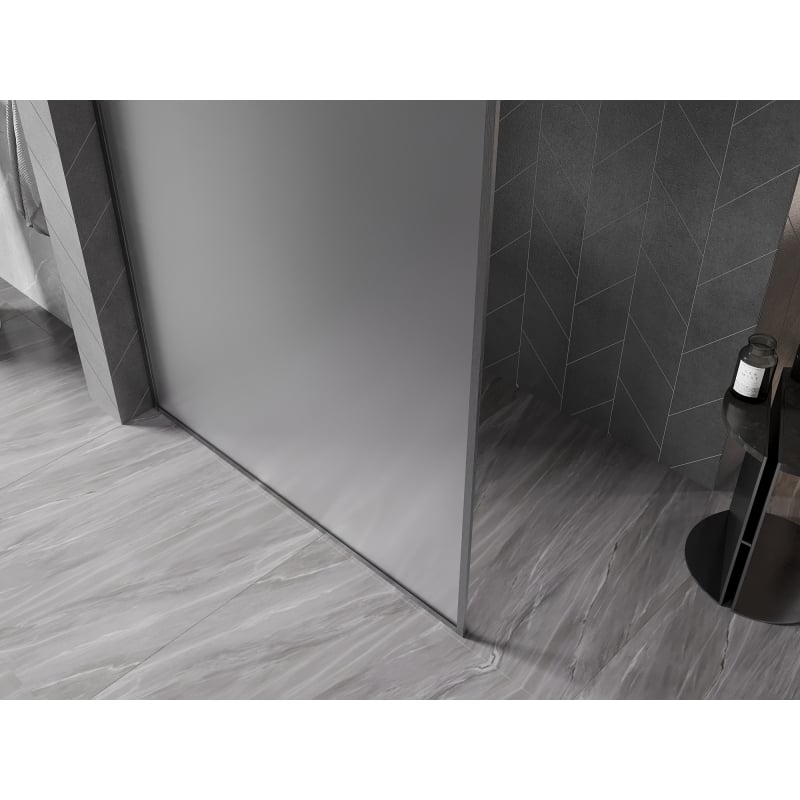Mexen Kioto-XF paroi de douche Walk-in avec cadre 50 x 202 cm, givre 10 mm, gris canon brossé - 800-050-104-66-30-X