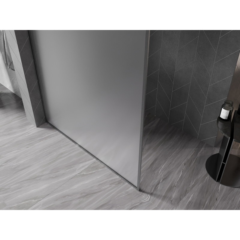 Mexen Kioto-XF paroi de douche Walk-in avec cadre 60 x 202 cm, givre 10 mm, gris canon brossé - 800-060-104-66-30-X