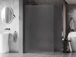 Mexen Kioto-XF paroi de douche Walk-in avec cadre 150 x 202 cm, givre 10 mm, gris armé brossé - 800-150-104-66-30-X
