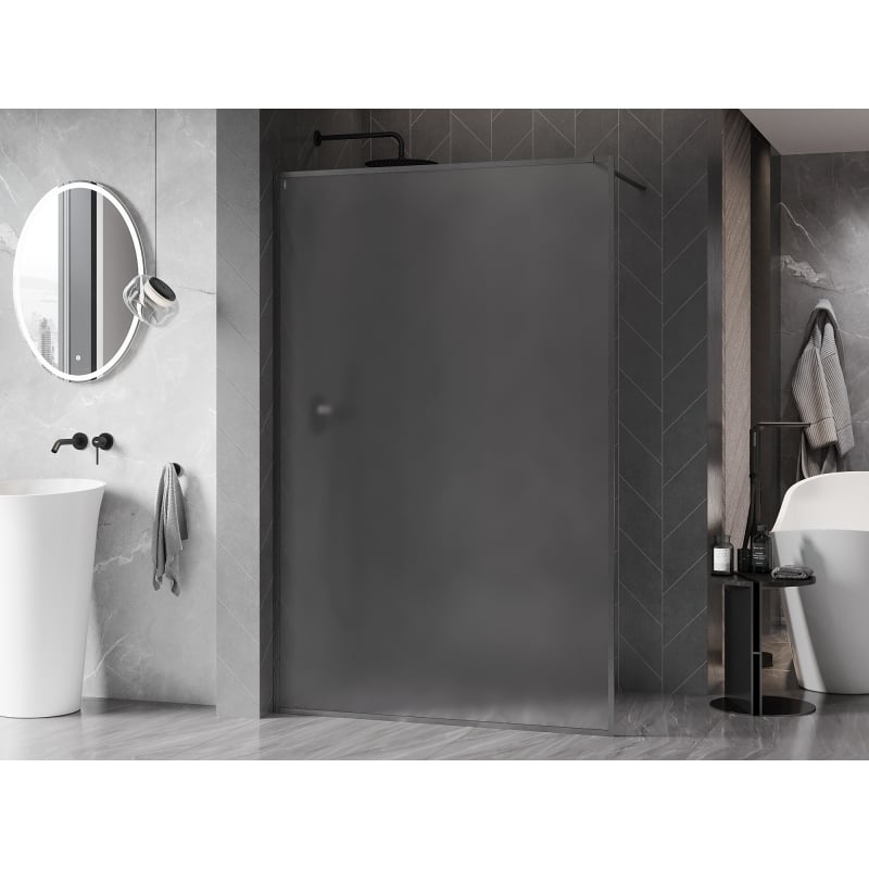 Mexen Kioto-XF paroi de douche Walk-in avec cadre 160 x 202 cm, givre 10 mm, gris canon brossé - 800-160-104-66-30-X
