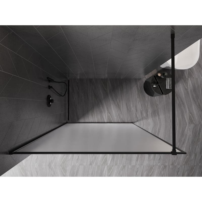 Mexen Kioto-XF Paroi de douche Walk-in avec cadre 110 x 202 cm, givré 10 mm, noir - 800-110-104-70-30-X