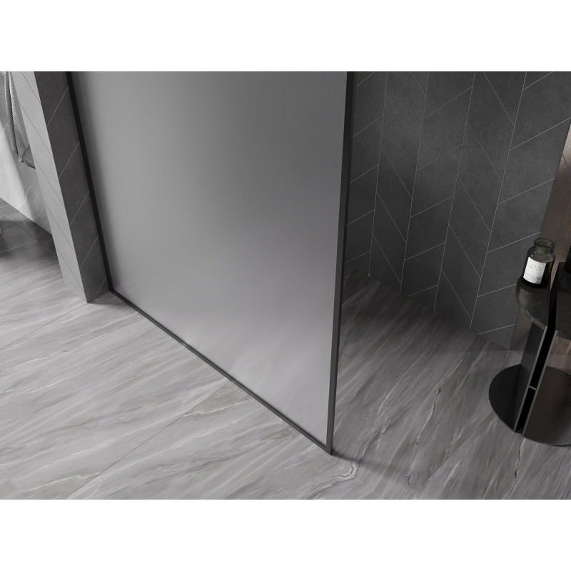Mexen Kioto-XF paroi de douche Walk-in avec cadre 150 x 202 cm, givré 10 mm, noir - 800-150-104-70-30-X
