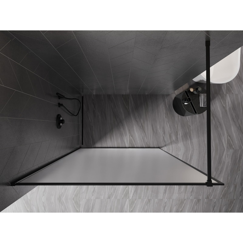 Mexen Kioto-XF paroi de douche Walk-in avec cadre 150 x 202 cm, givré 10 mm, noir - 800-150-104-70-30-X