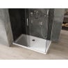 Cabine de douche coulissante Mexen Omega 130 x 70 cm, graphite, chromé + receveur plat, blanc - 825-130-070-01-40-4010