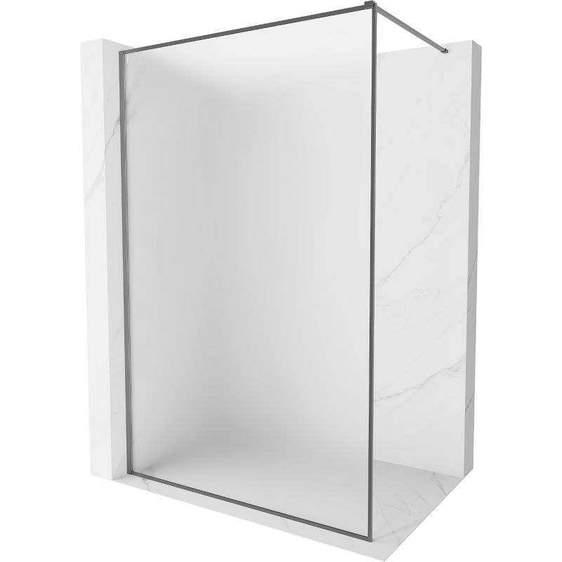 Mexen Kioto-XF paroi de douche Walk-in avec cadre 60 x 202 cm, verre givré 10 mm, armature en métal gun - 800-060-104-95-30-X