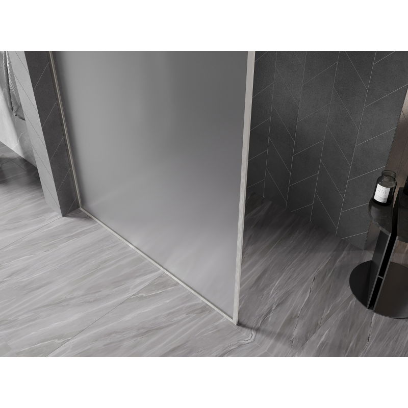 Mexen Kioto-XF paroi de douche Walk-in avec cadre 140 x 202 cm, givre 10 mm, nickel brossé - 800-140-104-97-30-X