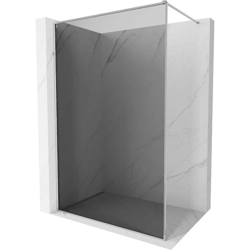 Paroi de douche Mexen Kioto-XF Walk-in avec cadre 110 x 202 cm, verre graphite 10 mm, chrome - 800-110-104-01-40-X