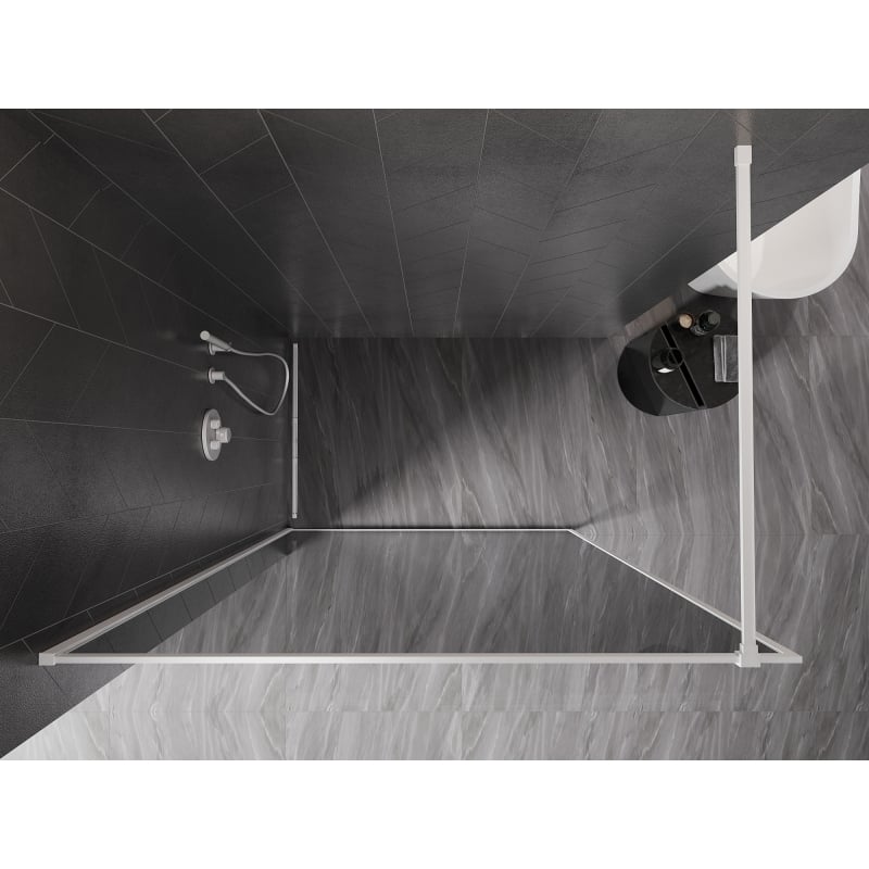 Mexen Kioto-XF paroi de douche Walk-in avec cadre 100 x 202 cm, graphite 10 mm, blanc - 800-100-104-20-40-X
