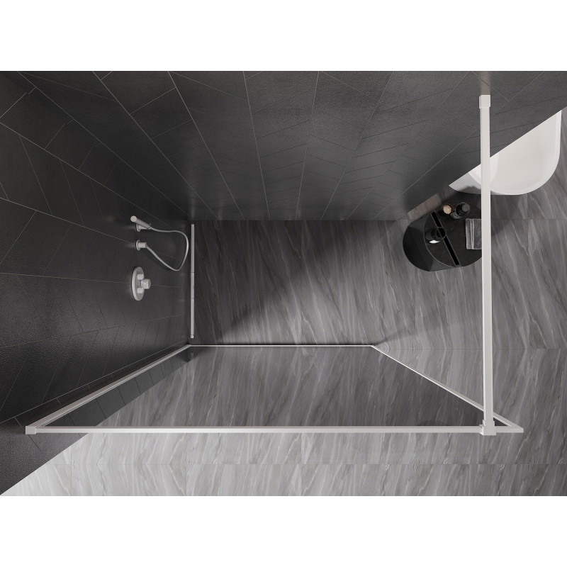 Mexen Kioto-XF paroi de douche Walk-in avec cadre 150 x 202 cm, graphite 10 mm, blanc - 800-150-104-20-40-X
