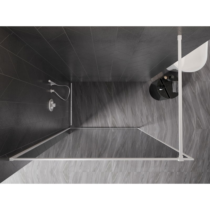 Mexen Kioto-XF paroi de douche Walk-in avec cadre 160 x 202 cm, graphite 10 mm, blanc - 800-160-104-20-40-X