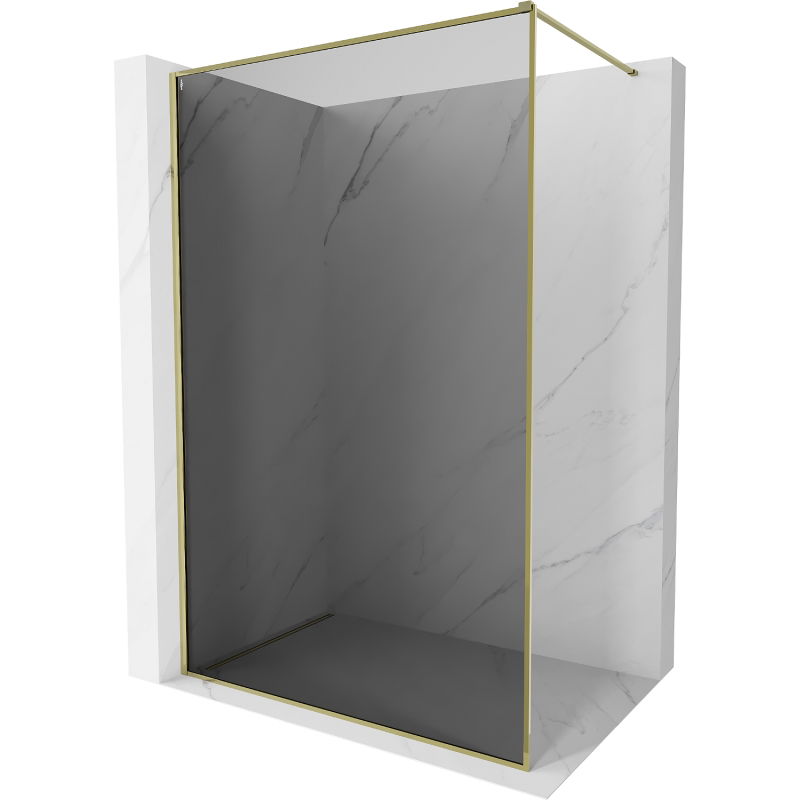 Mexen Kioto-XF paroi de douche Walk-in avec cadre 60 x 202 cm, graphite 10 mm, doré - 800-060-104-50-40-X