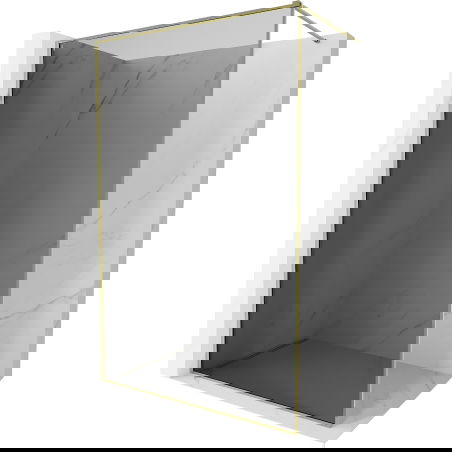 Mexen Kioto-XF paroi de douche Walk-in avec cadre 110 x 202 cm, graphite 10 mm, doré - 800-110-104-50-40-X