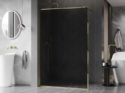 Mexen Kioto-XF paroi de douche Walk-in avec cadre 140 x 202 cm, graphite 10 mm, or - 800-140-104-50-40-X