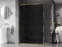 Mexen Kioto-XF paroi de douche Walk-in avec cadre 150 x 202 cm, graphite 10 mm, or - 800-150-104-50-40-X
