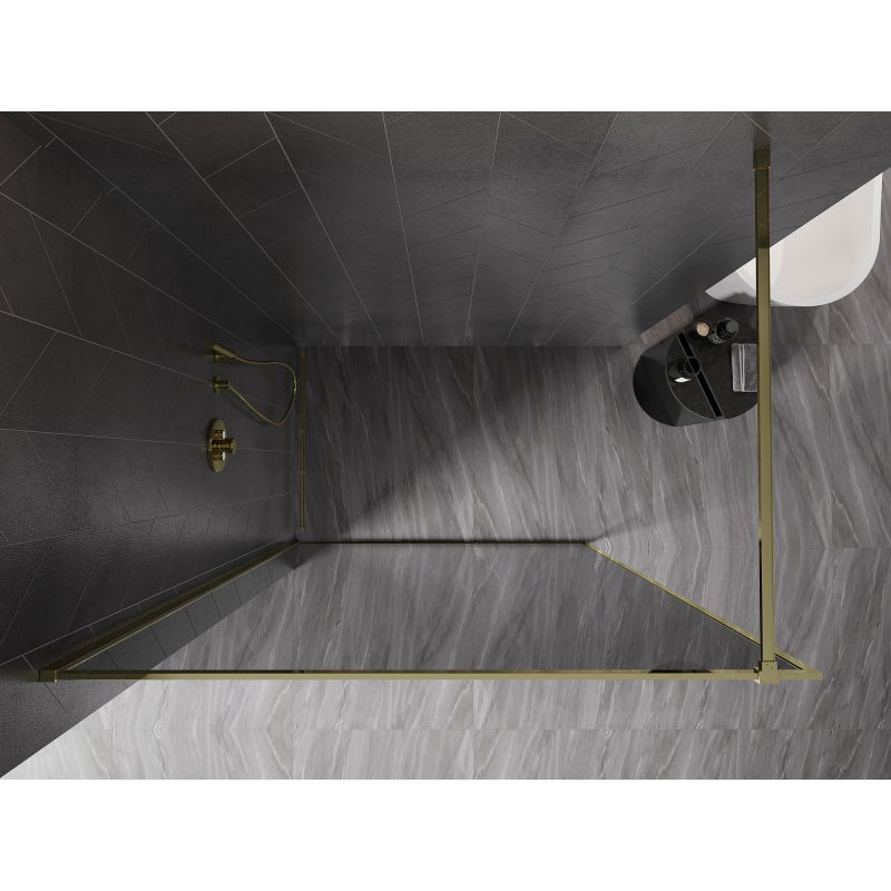Mexen Kioto-XF paroi de douche Walk-in avec cadre 150 x 202 cm, graphite 10 mm, or - 800-150-104-50-40-X