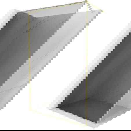 Mexen Kioto-XF paroi de douche Walk-in avec cadre 50 x 202 cm, graphite 10 mm, doré brossé - 800-050-104-55-40-X