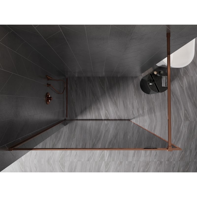 Mexen Kioto-XF paroi de douche Walk-in avec cadre 50 x 202 cm, graphite 10 mm, or rose - 800-050-104-60-40-X