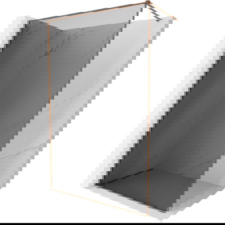 Mexen Kioto-XF paroi de douche Walk-in avec cadre 90 x 202 cm, graphite 10 mm, or rose - 800-090-104-60-40-X