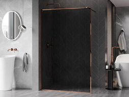 Mexen Kioto-XF paroi de douche Walk-in avec cadre 100 x 202 cm, graphite 10 mm, or rose - 800-100-104-60-40-X