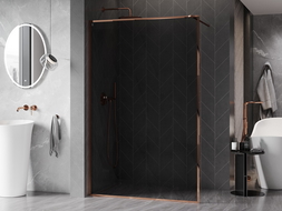 Mexen Kioto-XF paroi de douche Walk-in avec cadre 150 x 202 cm, graphite 10 mm, or rose - 800-150-104-60-40-X