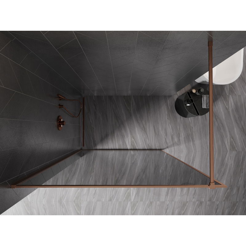 Mexen Kioto-XF paroi de douche Walk-in avec cadre 100 x 202 cm, graphite 10 mm, cuivre brossé - 800-100-104-65-40-X