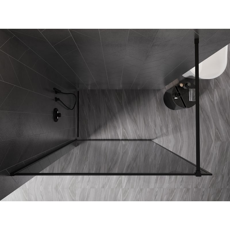 Mexen Kioto-XF Paroi de douche Walk-in avec cadre 140 x 202 cm, graphite 10 mm, noir - 800-140-104-70-40-X