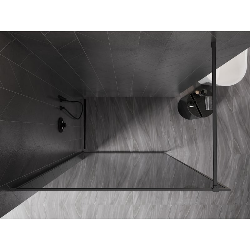 Mexen Kioto-XF paroi de douche Walk-in avec cadre 60 x 202 cm, graphite 10 mm, métal gun - 800-060-104-95-40-X