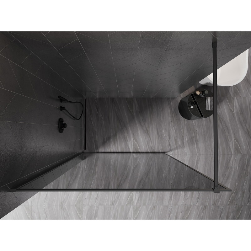 Mexen Kioto-XF paroi de douche Walk-in avec cadre 100 x 202 cm, graphite 10 mm, métal canon - 800-100-104-95-40-X