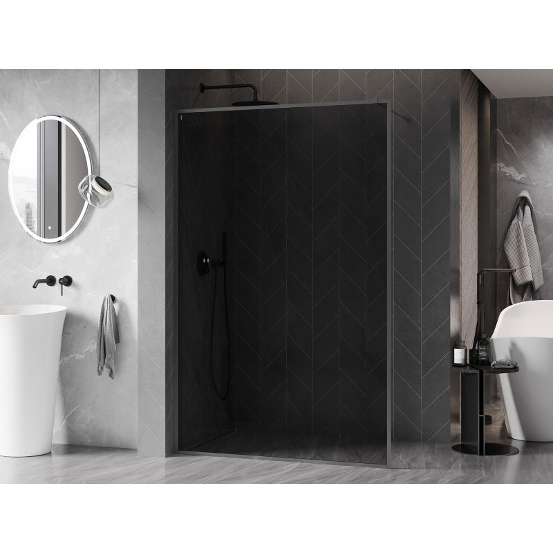 Mexen Kioto-XF paroi de douche Walk-in avec cadre 130 x 202 cm, graphite 10 mm, gun metal - 800-130-104-95-40-X