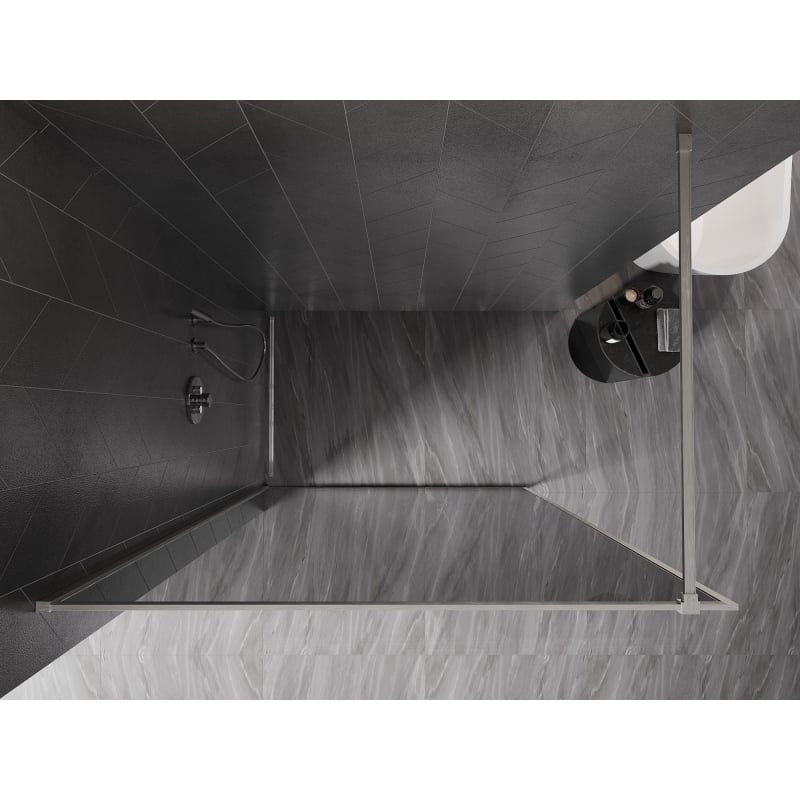 Mexen Kioto-XF paroi de douche Walk-in avec cadre 60 x 202 cm, graphite 10 mm, nickel brossé - 800-060-104-97-40-X