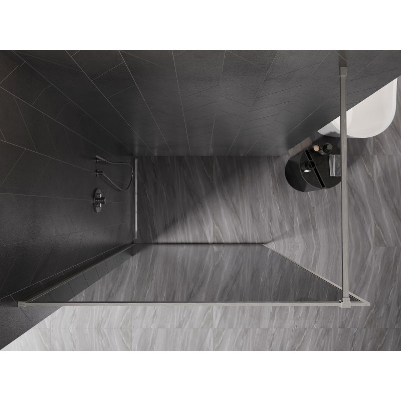 Mexen Kioto-XF paroi de douche Walk-in avec cadre 70 x 202 cm, graphite 10 mm, nickel brossé - 800-070-104-97-40-X