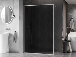 Paroi de douche Mexen Kioto-XF Walk-in avec cadre 140 x 202 cm, graphite 10 mm, nickel brossé - 800-140-104-97-40-X