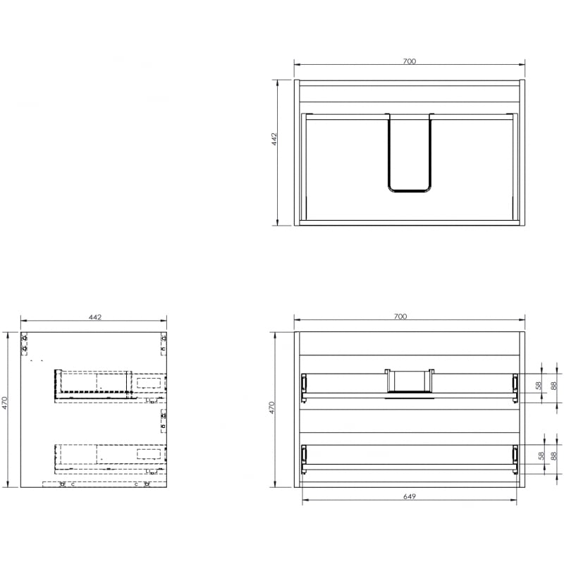 Mexen Box-A corps de meuble sous-lavabo 70 cm, 2 tiroirs, blanc brillant - 91AX0-0700-470-2-00